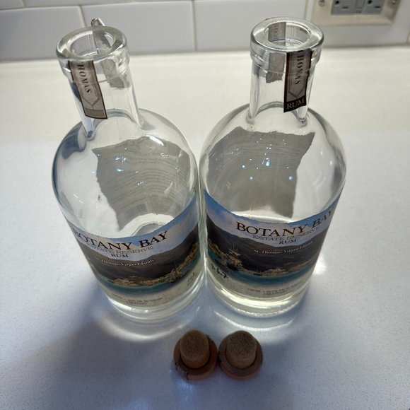 BOTANY BAY 2 Empty Rum Bottles from St. Thomas for Crafting - Picture 10 of 12